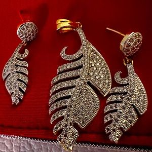 VINTAGE!! Solid Silver & Gold plated and CZ Pendent Set